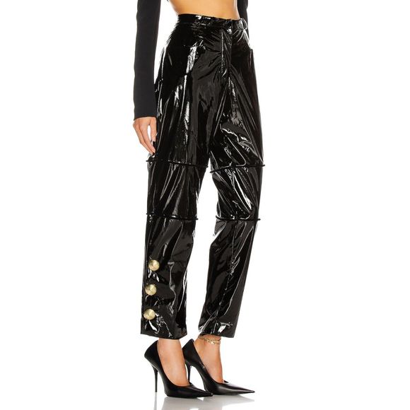Daniele Carlotta Women's Black Patent Pants Size 42 IT Medium - Picture 2 of 7